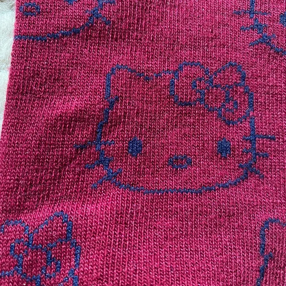 HELLO KITTY Cat Face black cherry red socks NEW! Limited Edition sanrio 78 adult